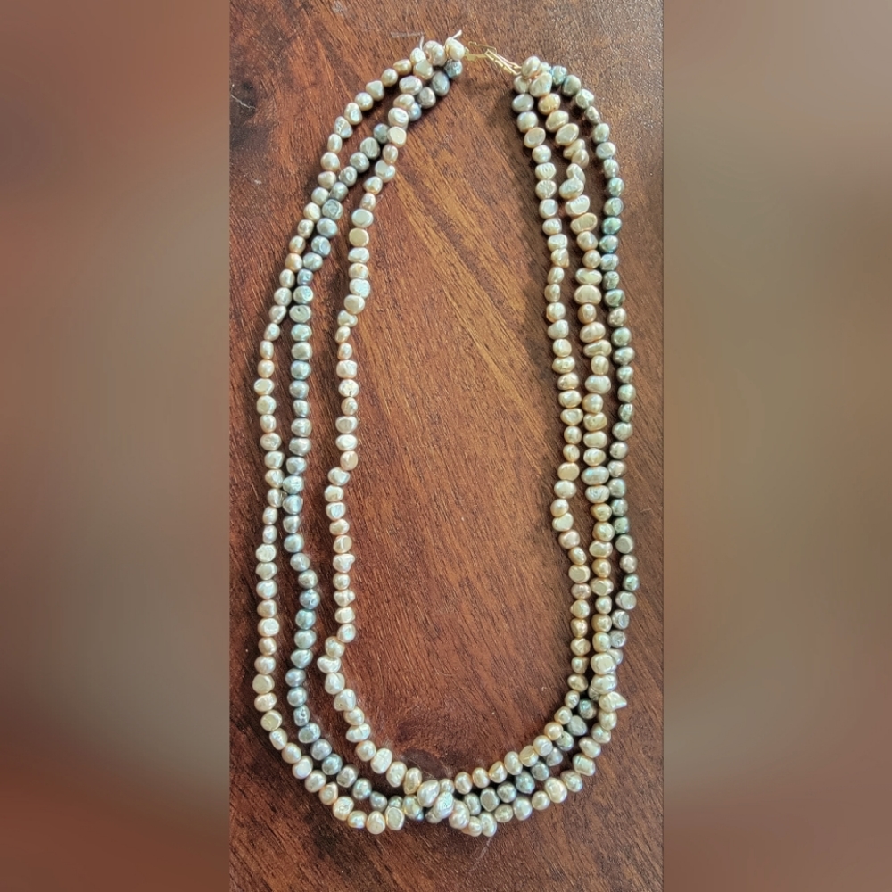 20" Multi-Color, 3-Strand Freshwater Pearl Necklace